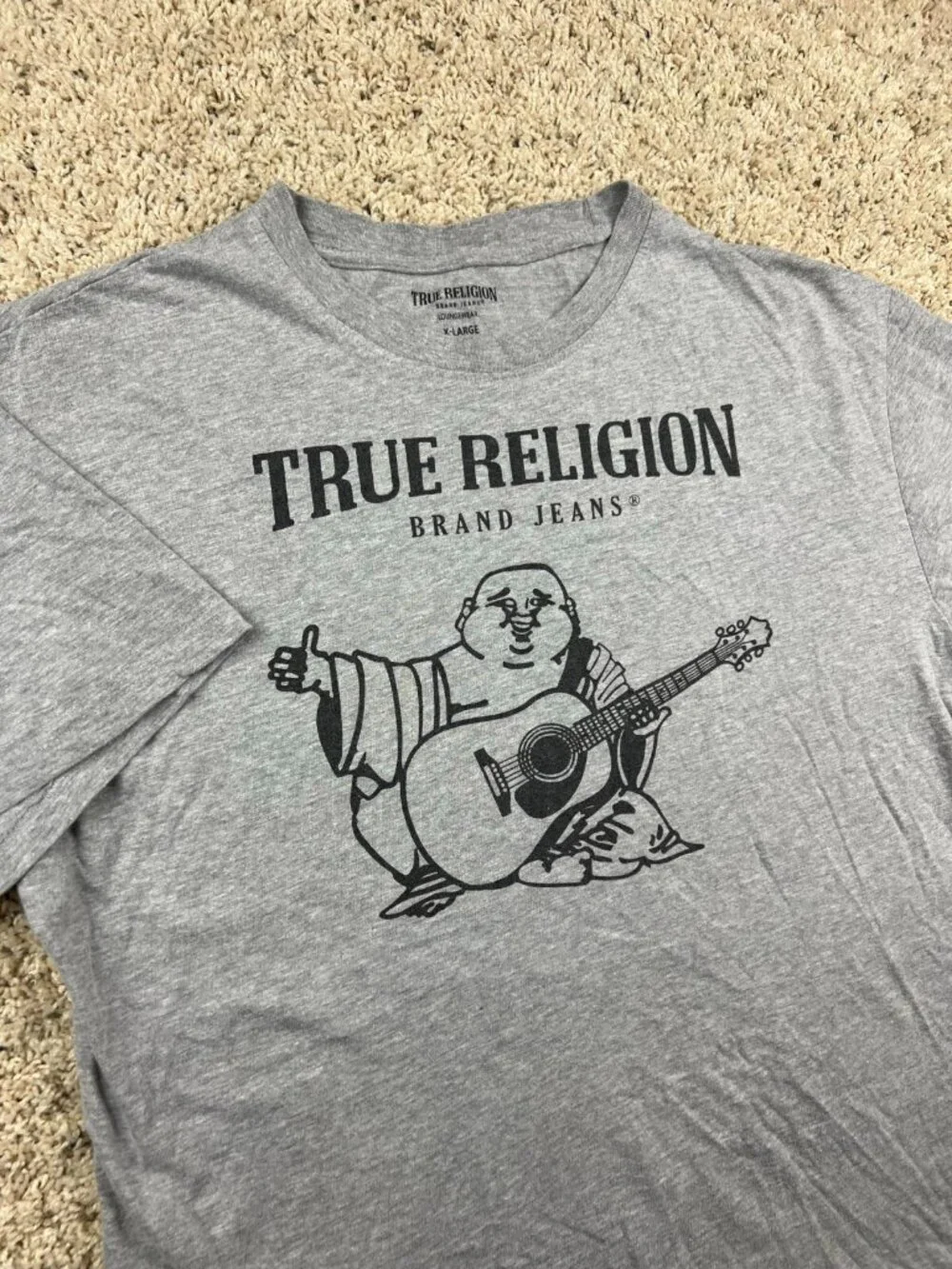 TRUE RELIGION LOUNGEWEAR BUDDHA GRAY T-SHIRT SIZE XL Cotton Poly Casual